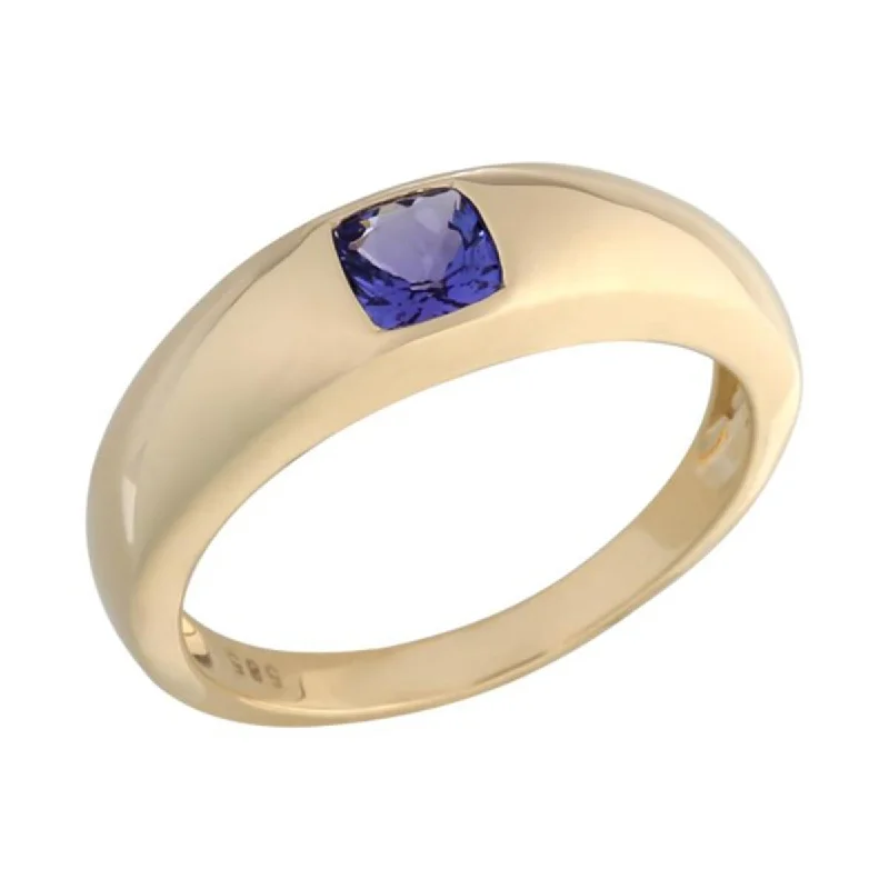 drifter stacking ring-14K Gold Tanzanite Bezel Set Ring