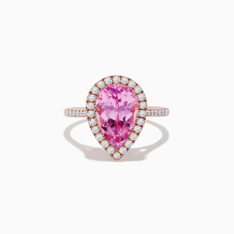 drifter turquoise ring-14K Rose Gold Kunzite and Diamond Ring