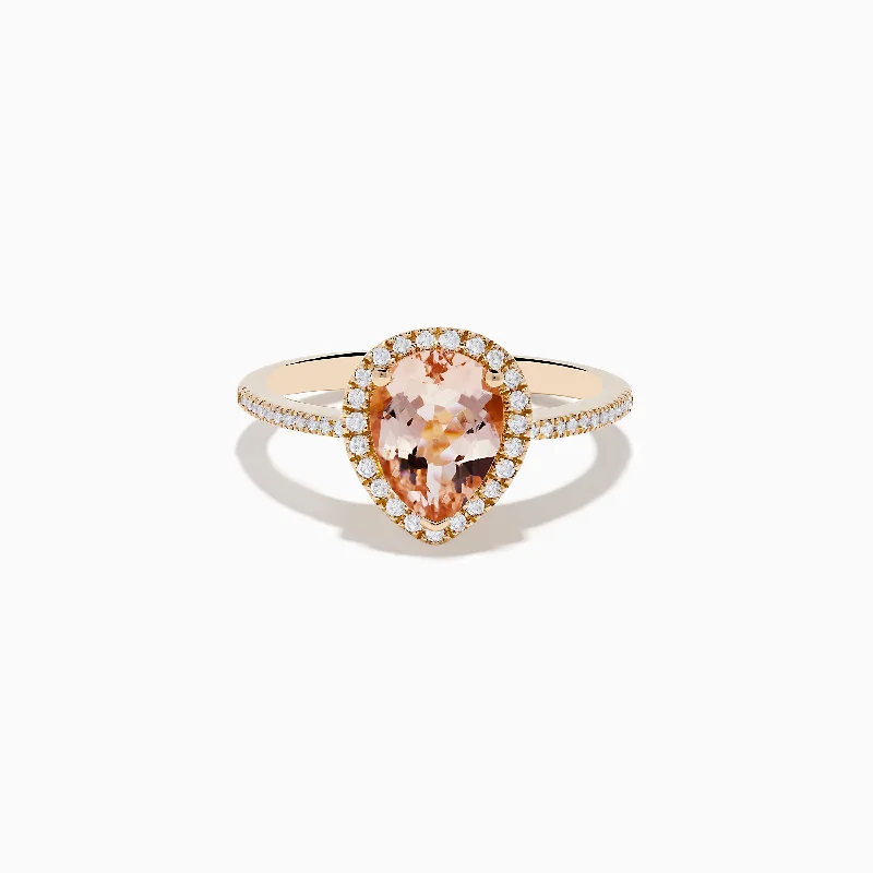 emerald stone ring-14K Rose Gold Morganite and Diamond Ring