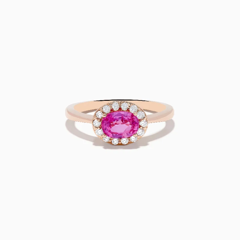 adaptable birthstone ring-14K Rose Gold Pink Sapphire and Diamond Ring