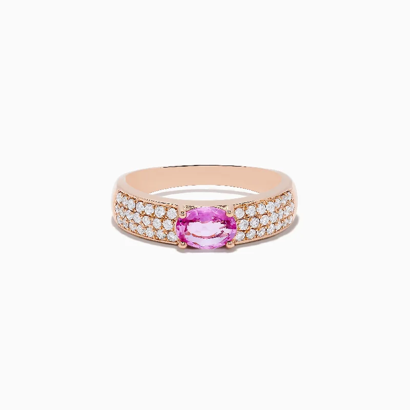 ripple-shaped band ring-14K Rose Gold Pink Sapphire and Diamond Ring