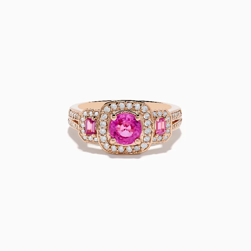 retro amber ring-14K Rose Gold Pink Sapphire and Diamond Ring