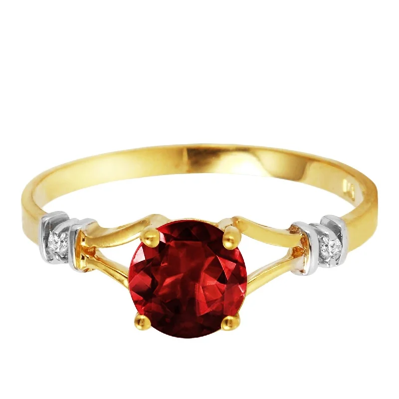 raw turquoise ring-14K Solid Gold 1.07 Carat Diamond Ring w/ Round Cut Garnet Gemstone