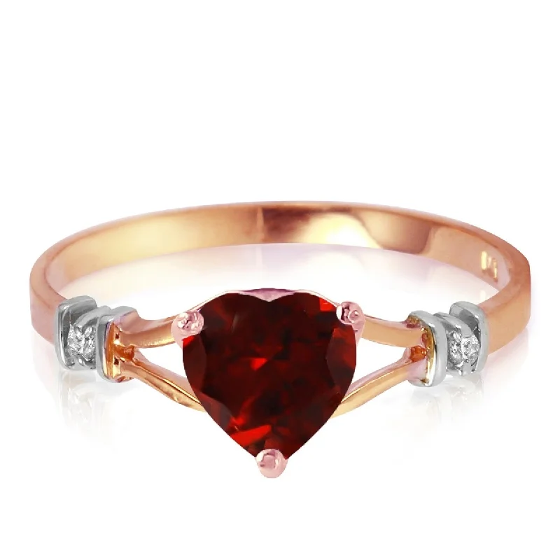 gothic gold ring-14K Solid Gold Garnet w/ Diamond Gemstone Ring 0.47 CT Heart Shape