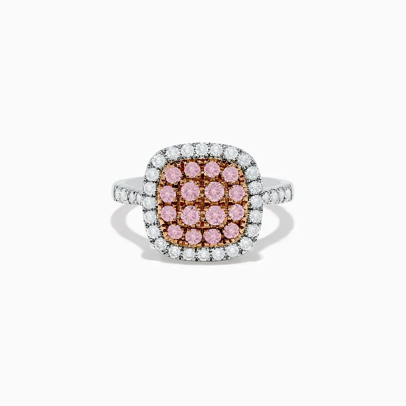 extravagant statement ring-14K Two Tone Gold White and Pink Diamond Ring