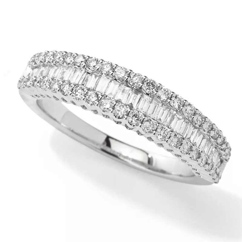 adaptable infinity ring-14K White Gold 0.71ctw Round & Tapered Baguette Diamond Ring - 7