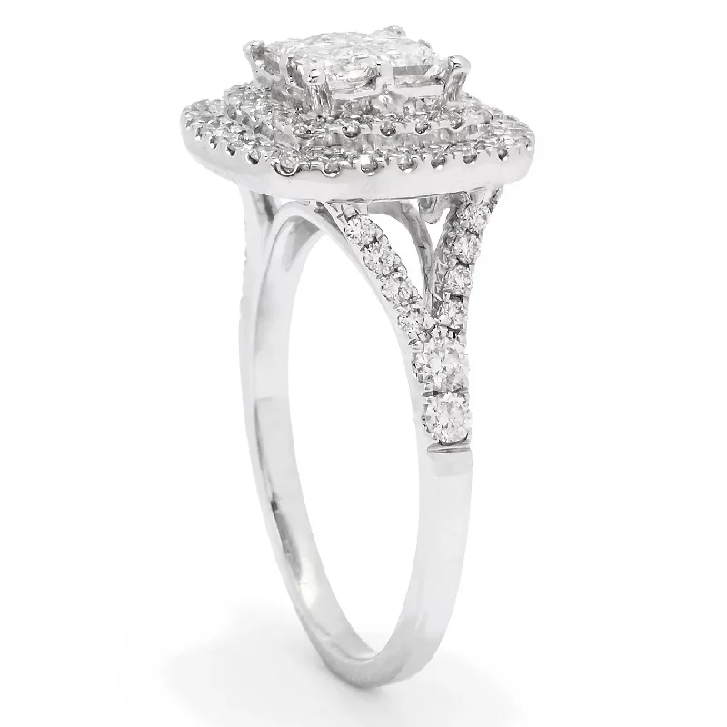 chiseled letter ring-14K White Gold 1.35ctw Princess & Round Diamond Ring - Size 7