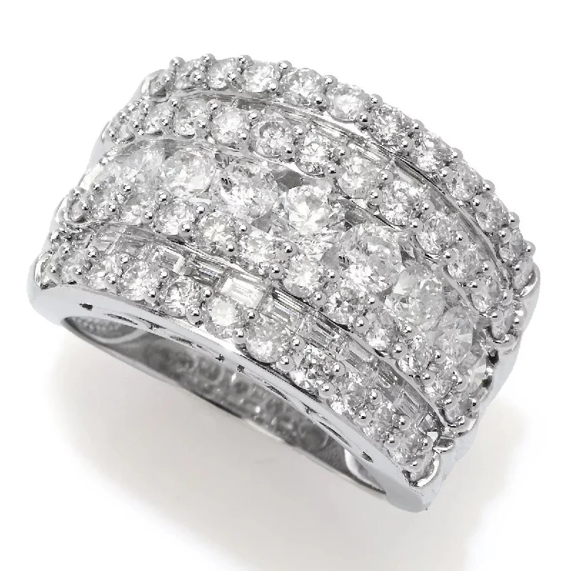 tech-inspired rivet ring-14K White Gold 3.01ctw Tapered Baguette & Round Diamond Ring