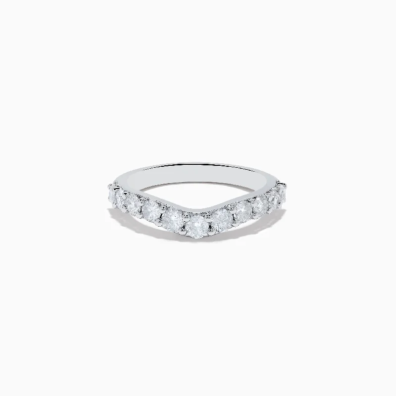 fluid promise ring-14K White Gold Contoured Diamond Stacking Band 0.95 TCW