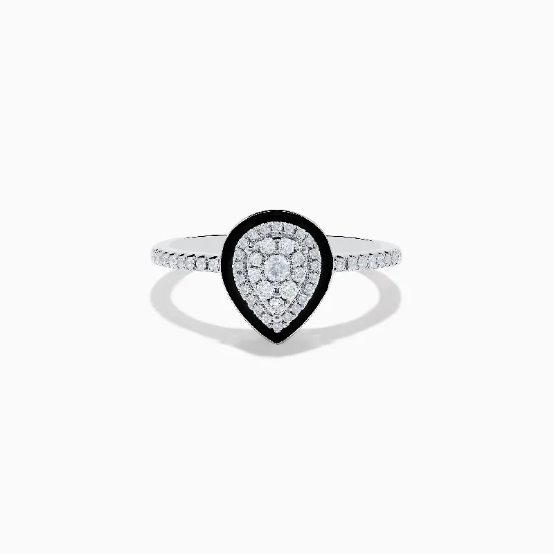 rose gold aquamarine ring-14K White Gold Diamond Enamel Ring