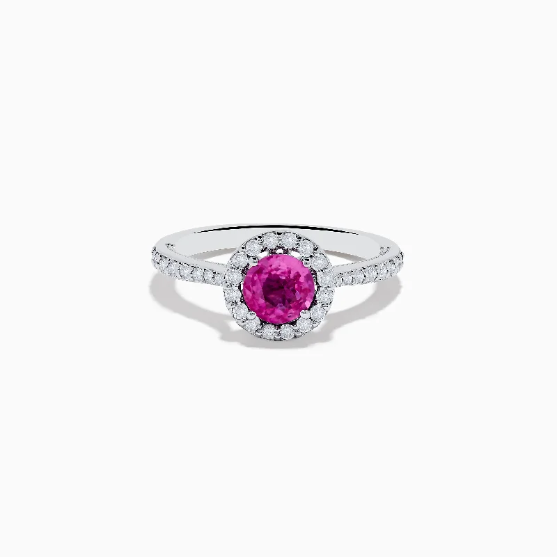 sprig eternity ring-14K White Gold Pink Sapphire and Diamond Ring