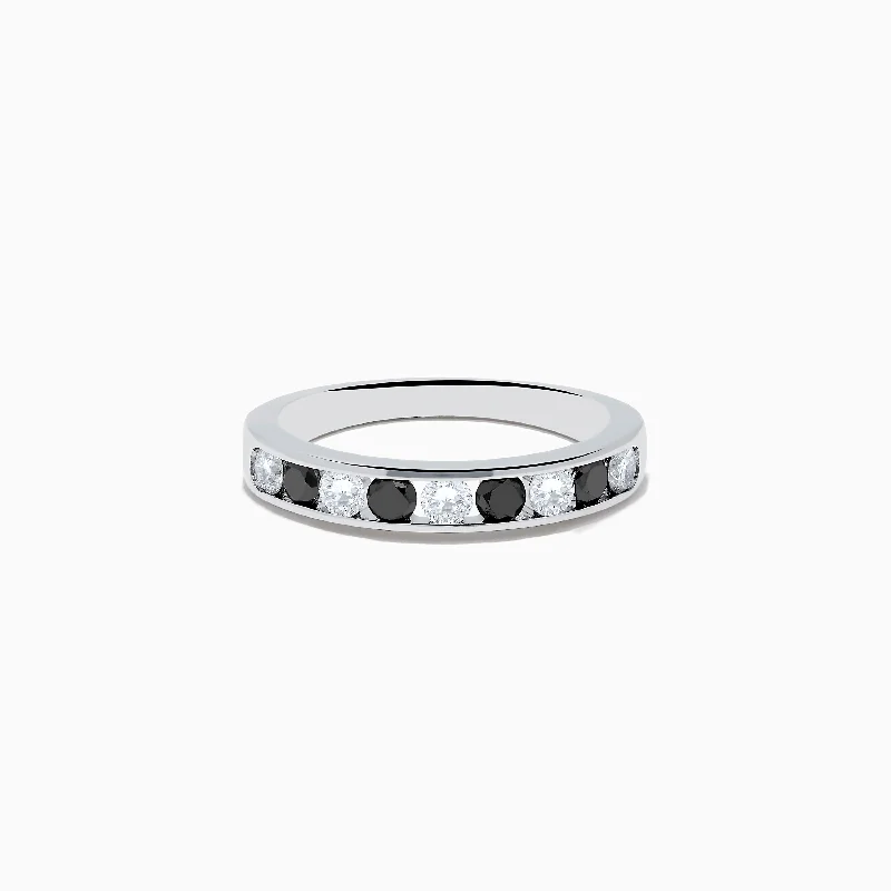 chiseled eternity ring-14K White Gold White and Black Diamond Band Ring