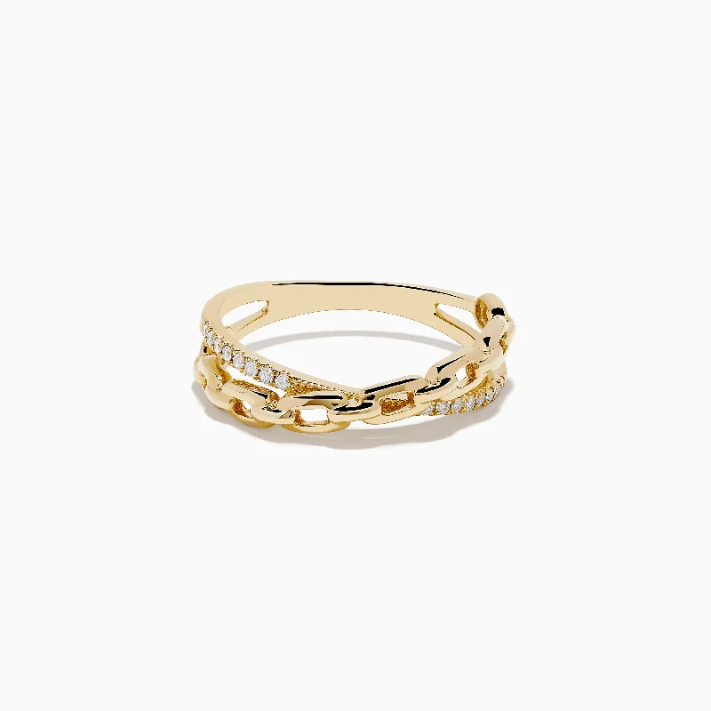 extravagant diamond ring-14K Yellow Gold Diamond Chain Link Ring