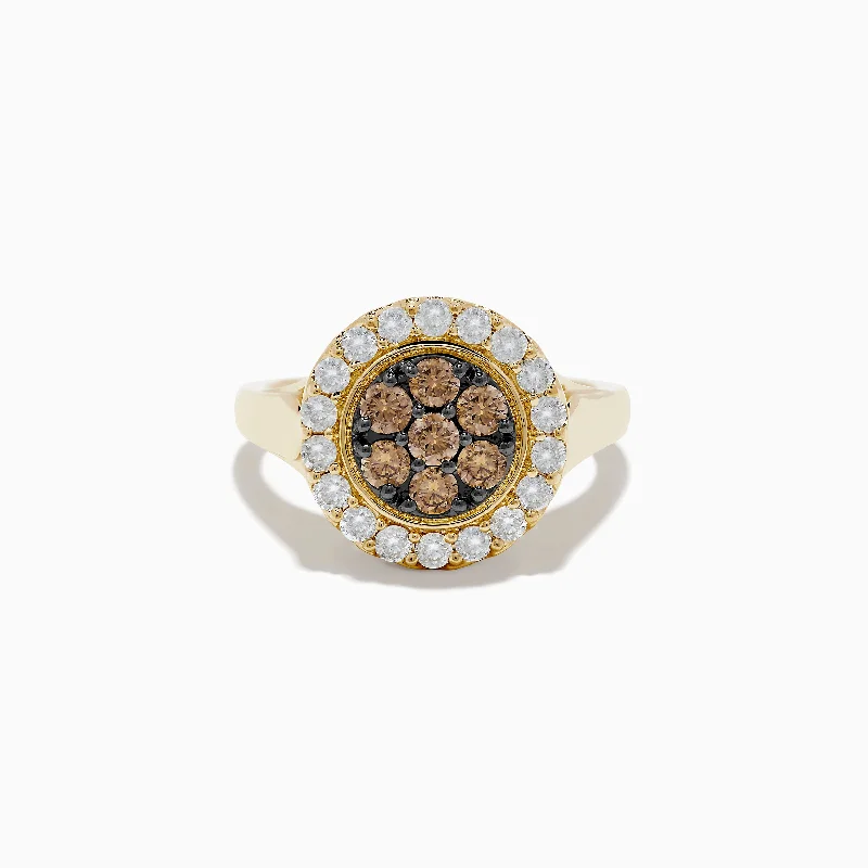 adaptable birthstone ring-14K Yellow Gold Espresso and White Diamond Ring