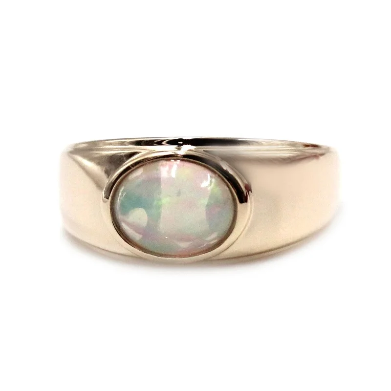 gleaming diamond ring-14k Yellow Gold Ethiopian Opal Ring