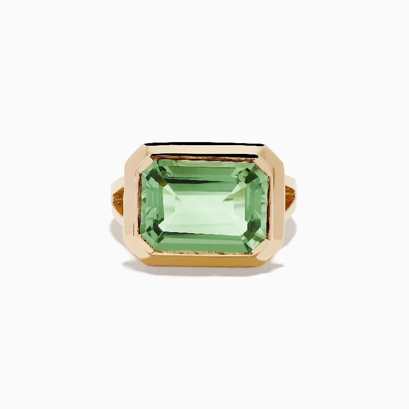 drifter morganite ring-14K Yellow Gold Green Amethyst Ring