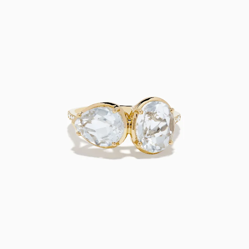 raw turquoise ring-14K Yellow Gold White Topaz and Diamond Ring