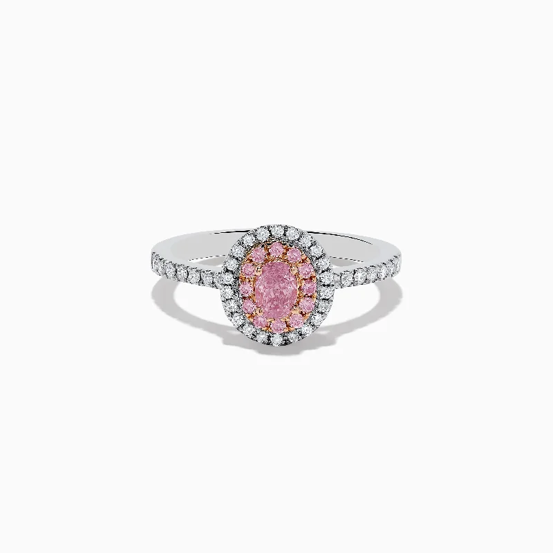 ripple-shaped band ring-18K Two Tone Gold White and GIA Certified Pink Diamond Ring