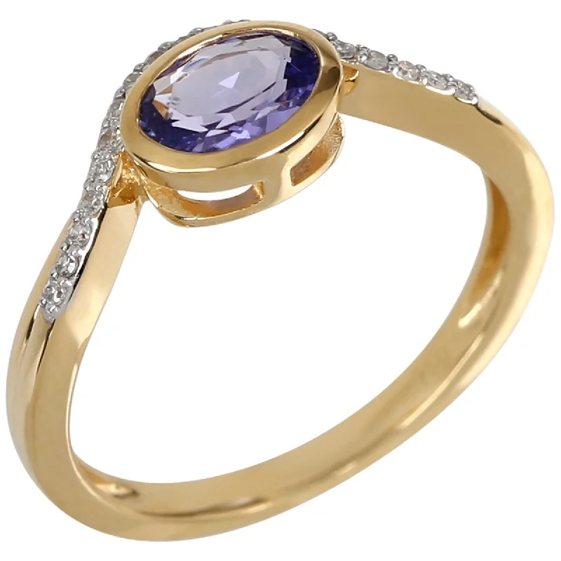 gothic emerald stack ring-18Kt Yellow Gold Tanzanite and Diamond Ring