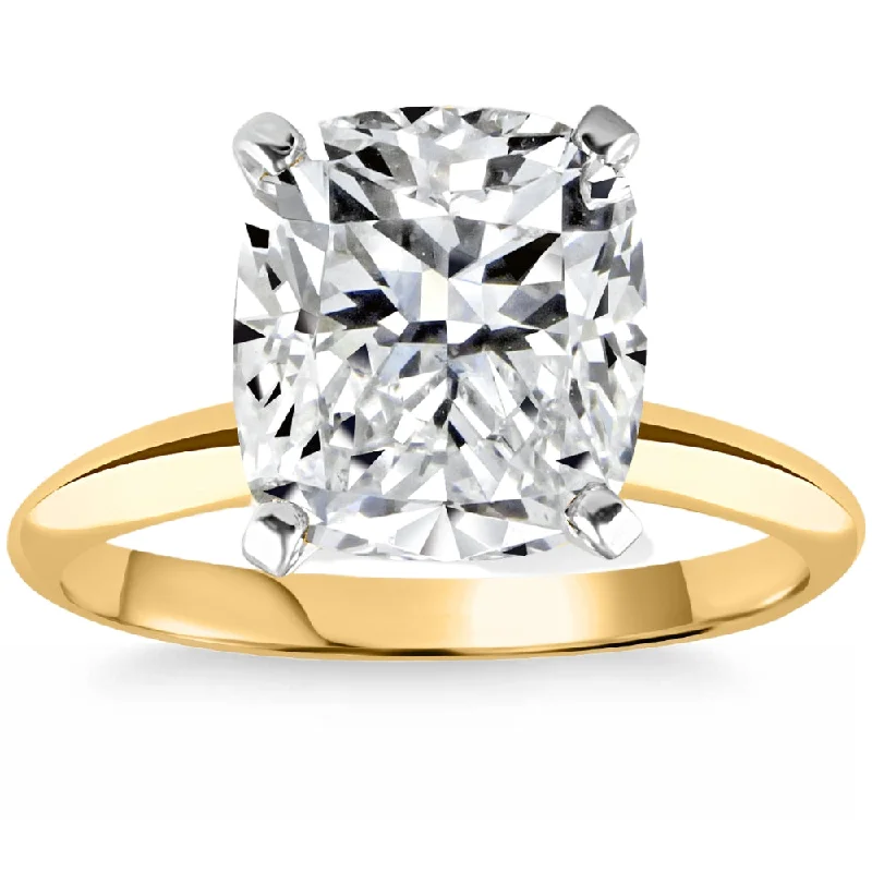 drifter moon ring-4 Ct 14k Two Tone Certified Lab Grown Cushion Diamond Engagement Ring