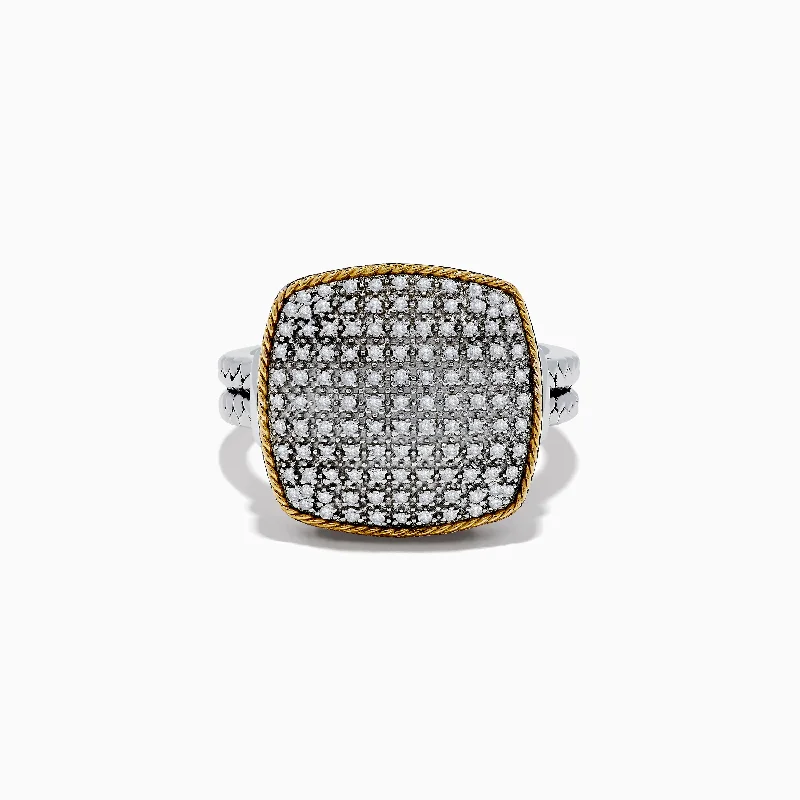 tech matte ring-925 Sterling Silver/18K Yellow Gold Diamond Ring