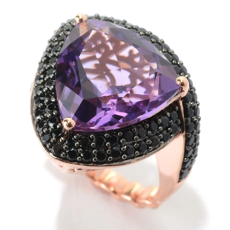 aquamarine eternity ring-925 Sterling Silver Black Spinel and Pink Amethyst Ring