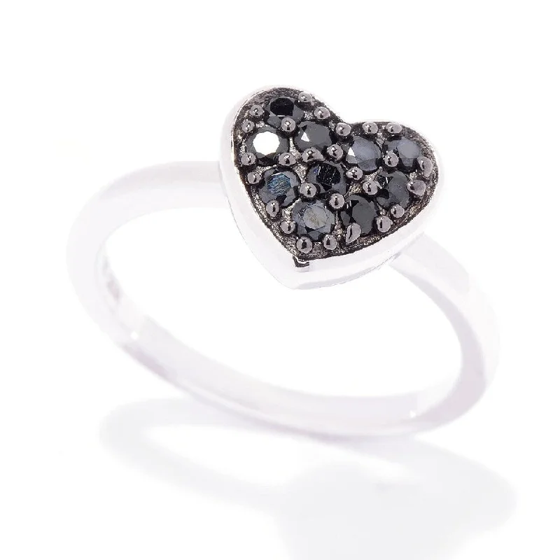 drifter moon ring-925 Sterling Silver Black Spinel Heart Ring