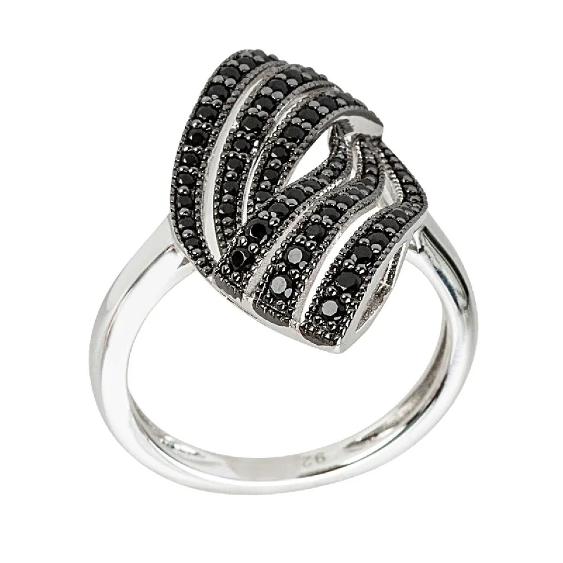 adaptable eternity ring-925 Sterling Silver Black Spinel Ring