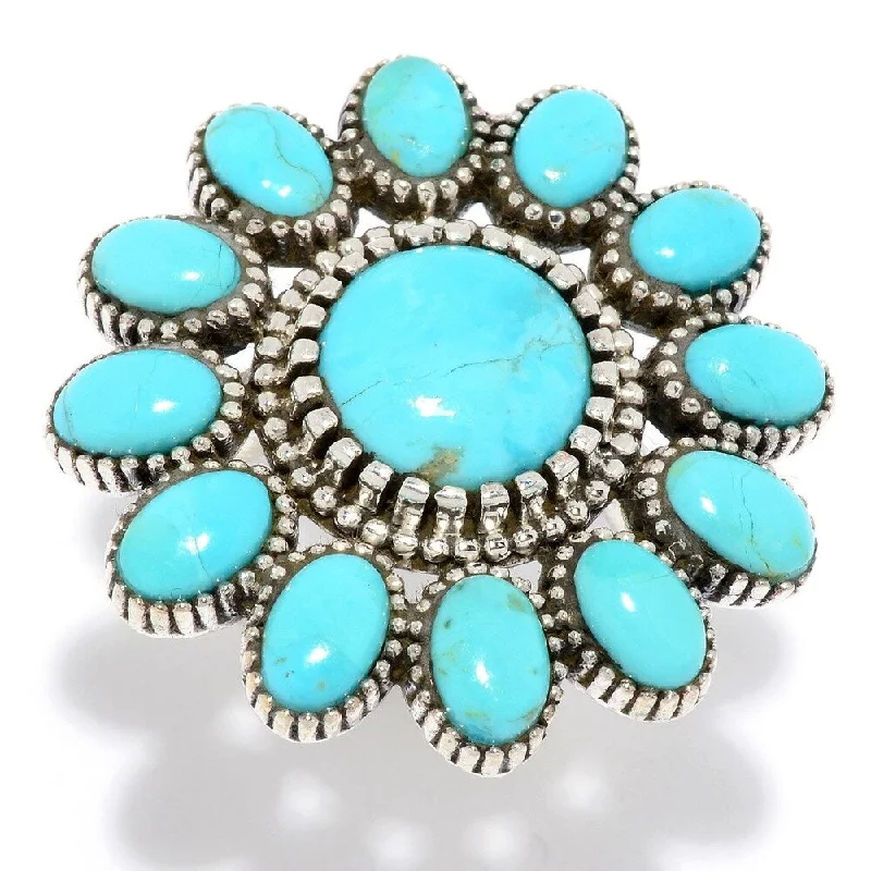 rose gold seven-ring-925 Sterling Silver Blue Mohave Turquoise Ring