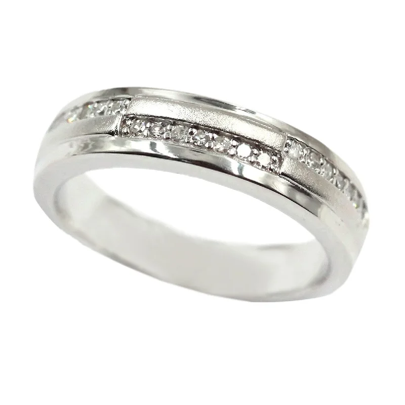 chiseled couple ring-925 Sterling Silver Diamond Band Ring