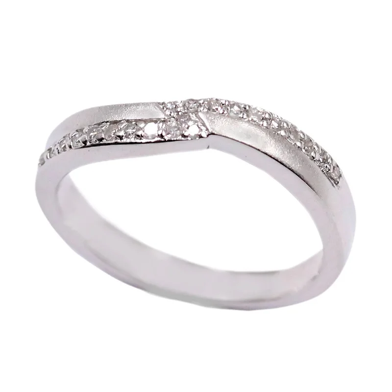 slender stacking ring-925 Sterling Silver Diamond Ring