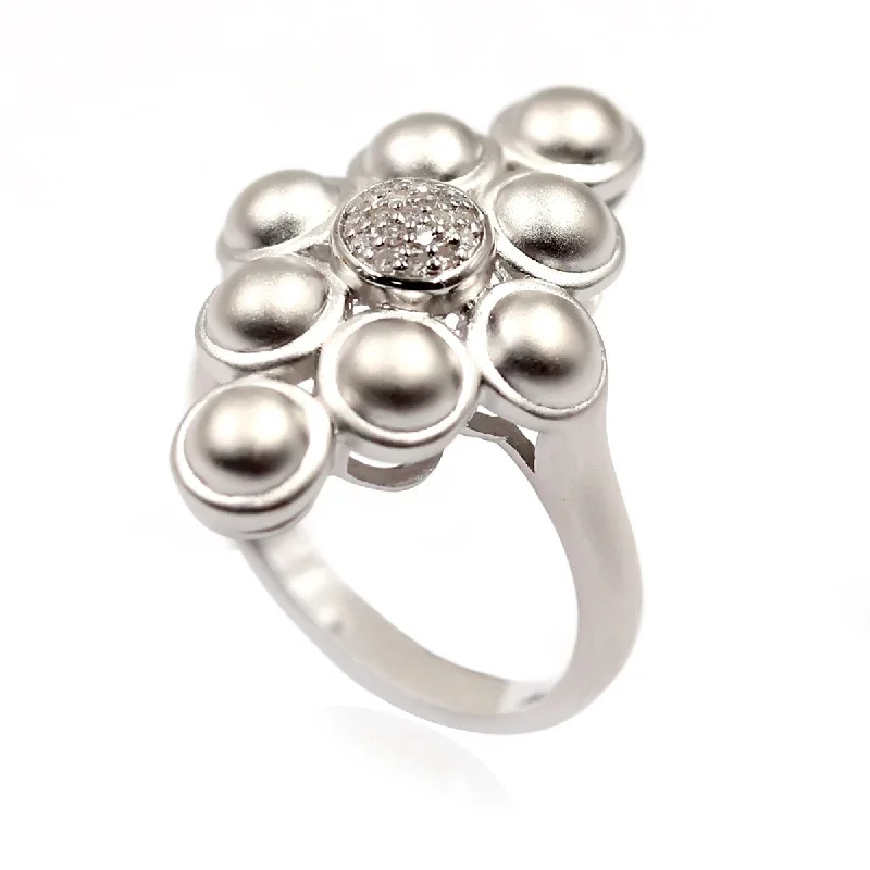 retro-style ring-925 Sterling Silver Diamond Ring