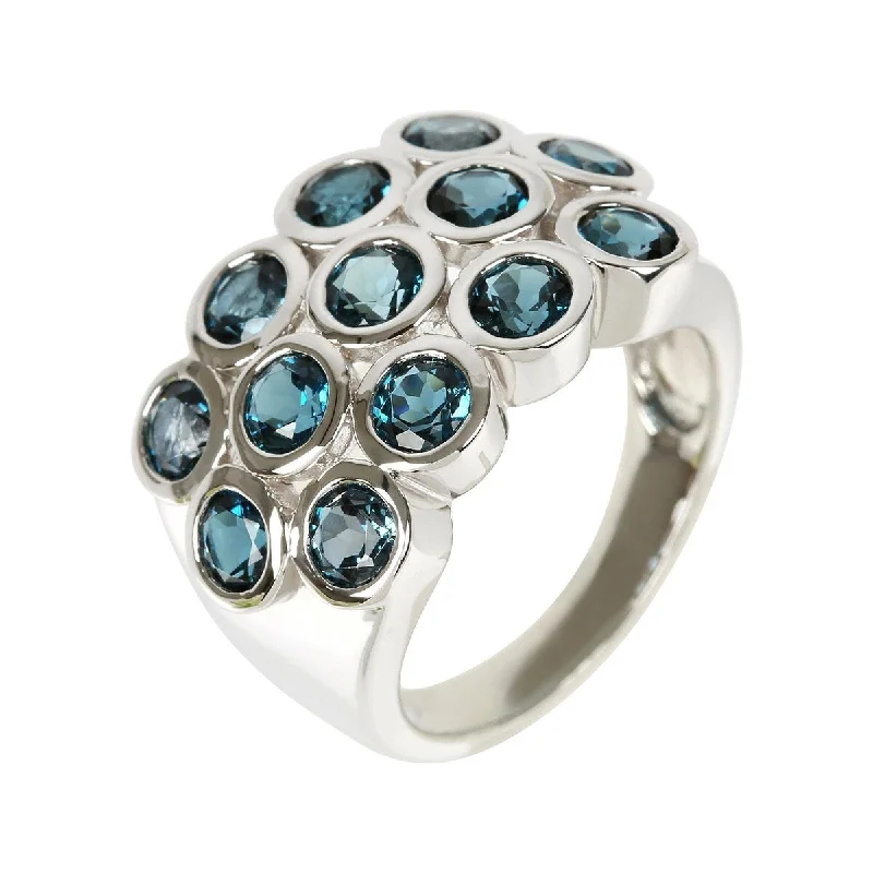 engraved name ring-925 Sterling Silver London Blue Topaz Ring