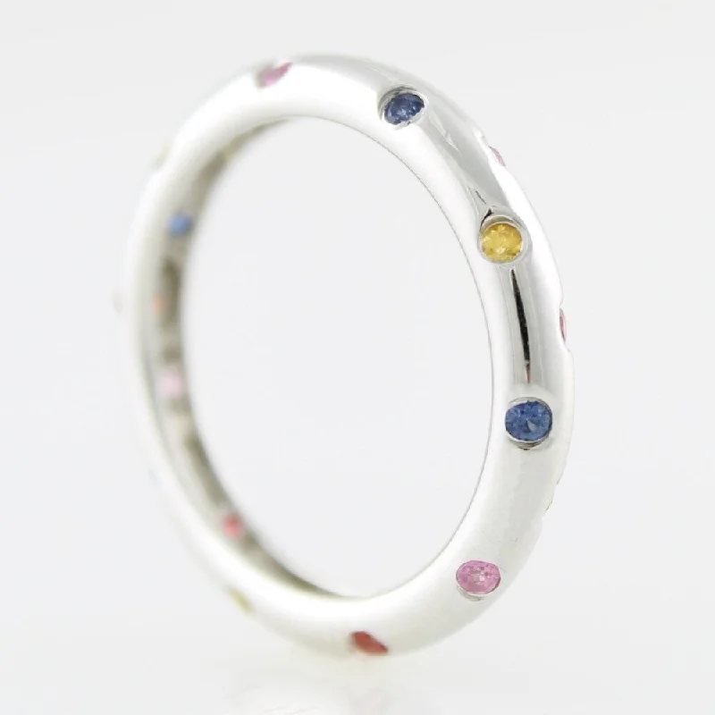 tech-inspired rivet ring-925 Sterling Silver Multi Sapphire Band Ring