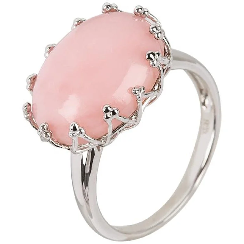 retro amber ring-925 Sterling Silver Pink Opal Gemstone Solitaire Ring