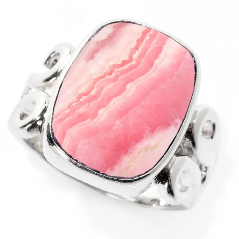 extravagant diamond ring-925 Sterling Silver Rhodochrosite Solitaire Ring