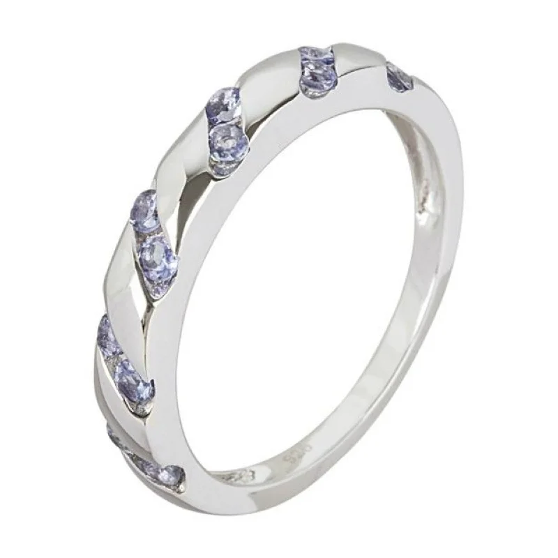 ripple promise ring-925 Sterling Silver Tanzanite Band Ring