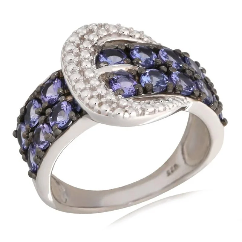 night diamond ring-925 Sterling Silver Tanzanite Gemstone Ring