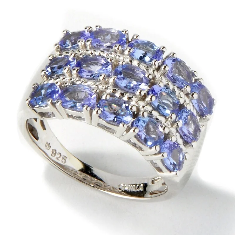 coiled silver ring-925 Sterling Silver Tanzanite Ring