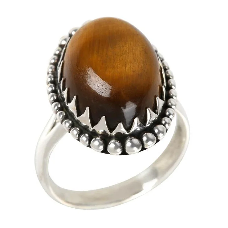 gleaming ruby ring-925 Sterling Silver Tiger Eye Gemstone Solitaire Ring