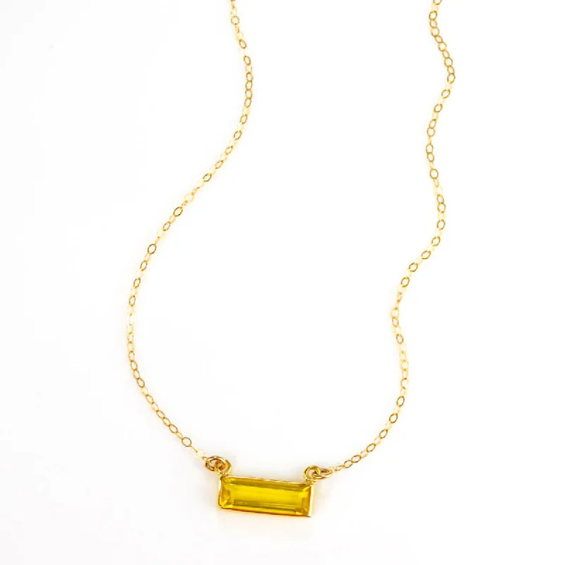 retro-style chain necklace-Citrine Bar Necklace : November Birthstone : Adira Series