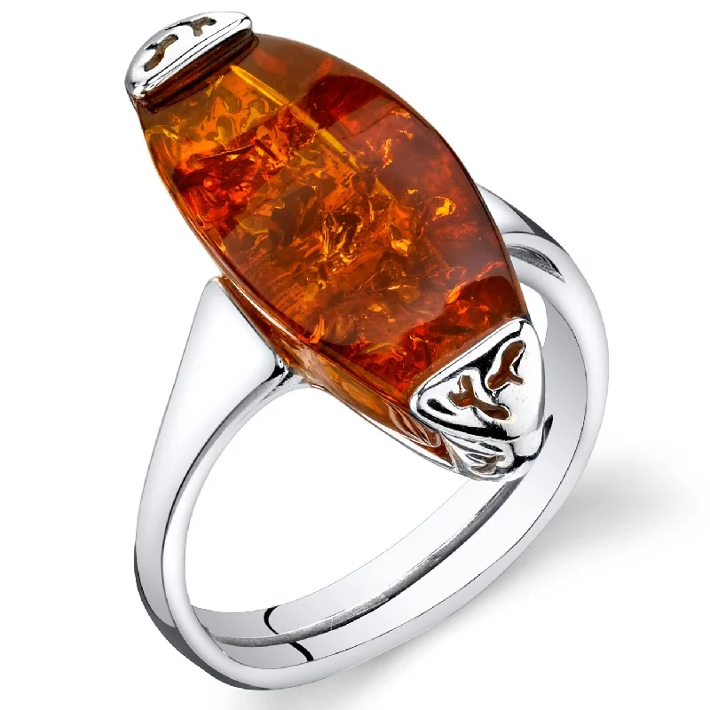 distressed silver band ring-Amber Gallery Ring in Sterling Silver