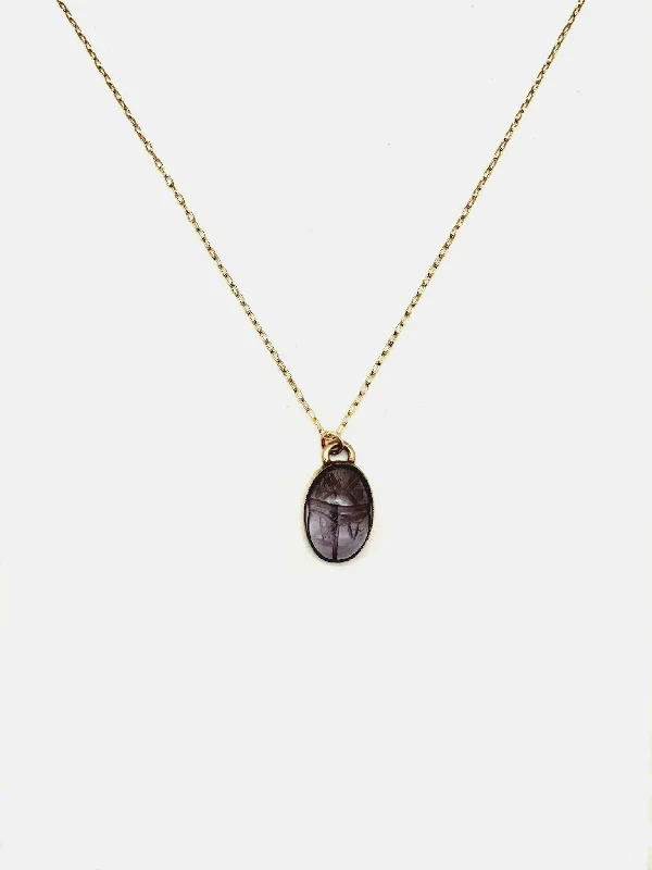 adaptable birthstone necklace-Aurilla Amethyst Scarab Necklace