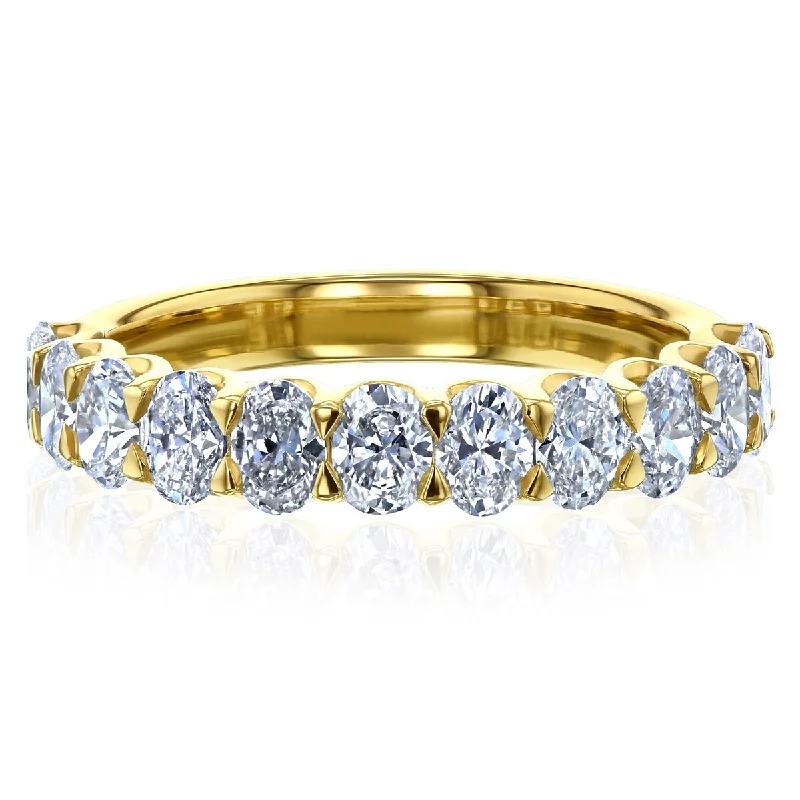 astral star ring-Annello by Kobelli Summer 14k Solid Gold Oval LG Diamond U-Prong Half Eternity Ring