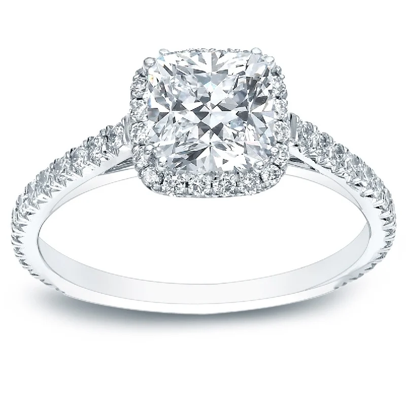 custom orbit ring-Auriya 14k Gold 1 1/2ctw Cushion-cut Halo Diamond Engagement Ring Certified