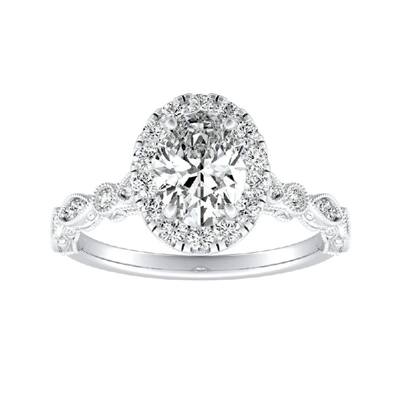 extravagant silver ring-Auriya 14k Gold 1 1/3ctw Vintage Oval-cut Halo Diamond Engagement Ring (H-I, SI1-SI2)