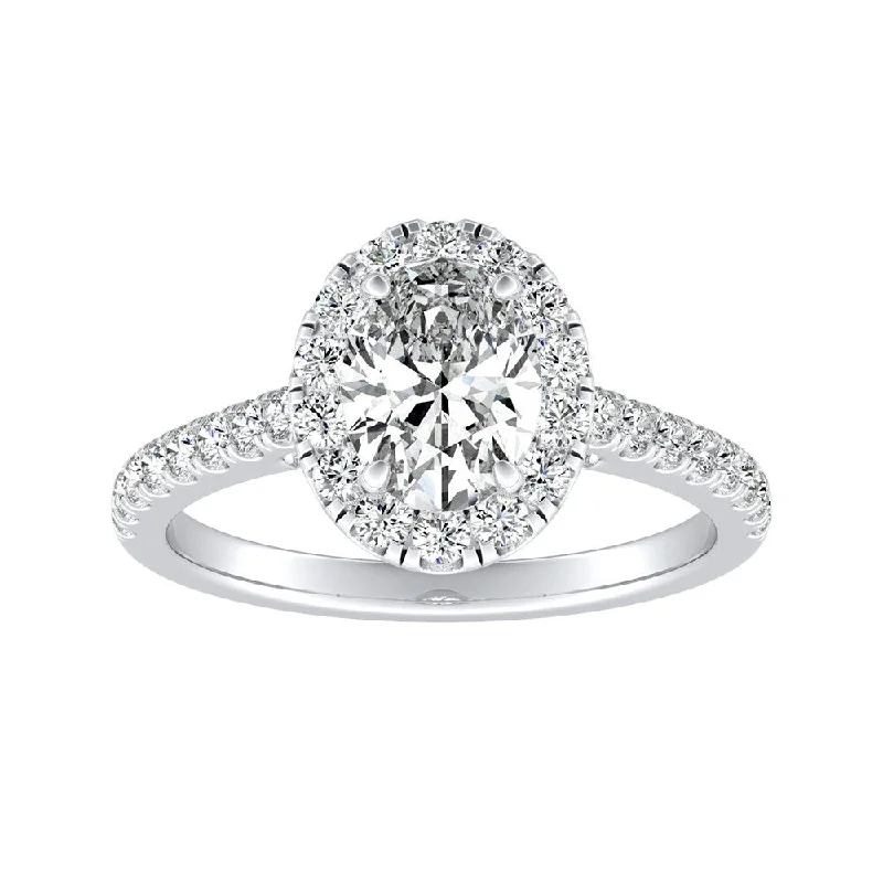 sculpted diamond ring-Auriya 14k Gold 1 3/8ctw Oval-cut Halo Diamond Engagement Ring