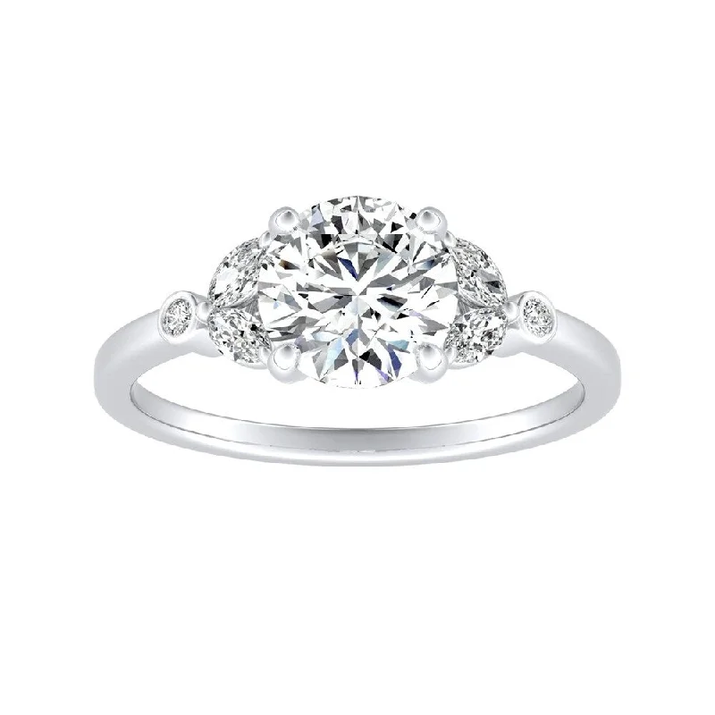 slender birthstone ring-Auriya 14k Gold Vintage Fleur Round Diamond Engagement Ring 5/8ctw (G-H, VS1-VS2)