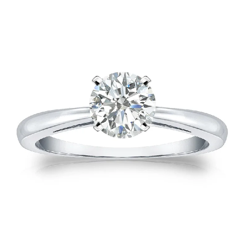 aquamarine promise ring-Auriya 3/4ct TDW Round Solitaire Diamond Engagement Ring Platinum