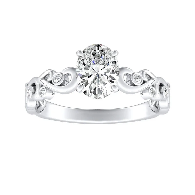 drifter moon ring-Auriya Platinum 1/2ctw Vintage Oval-cut Solitaire Diamond Engagement Ring (I-J, I1-I2)